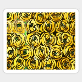 GOLD YELLOW ROSES AND TEARDROPS Art Nouveau Floral Magnet